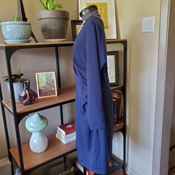 Y by Yumi Navy Faux Wrap Dress - Picture 2 of 8